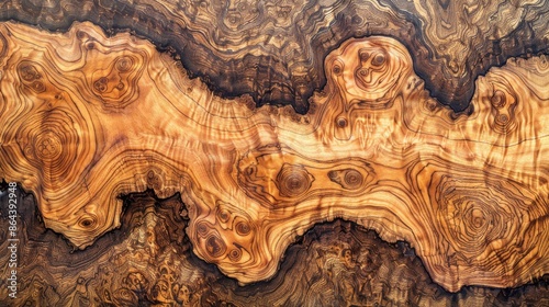 Walnut Burl Elegance Dark walnut burl wood, with its distinctive grain patterns and polished surface, exudes a sense of timeless beauty and natural warmth