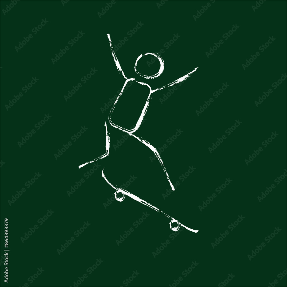 skateboarder doing a trick on a skateboard, drawing on a school board
skateboarder doing a trick on a skateboard, drawing on a school board