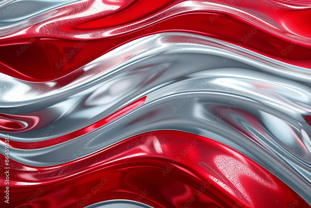 Silver red abstract wavy background created with Generative AI Silver red abstract wavy background created with Generative AI