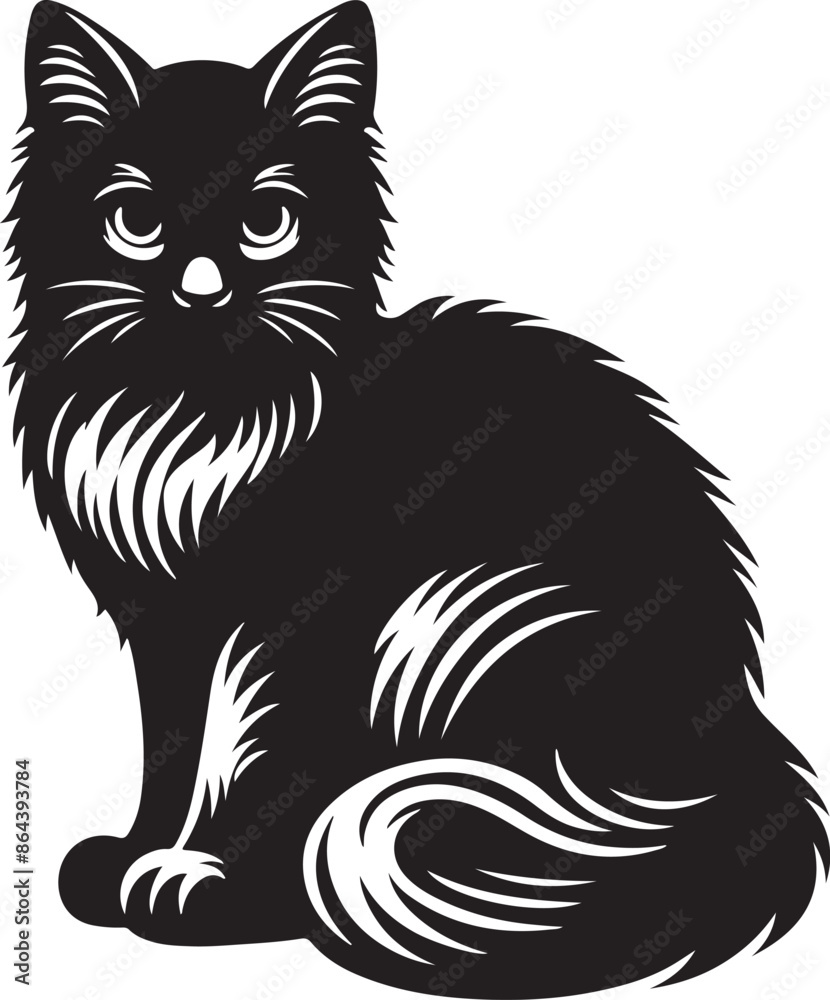 Obraz premium Sleek Silhouette: A Vector Cat, isolated, white background