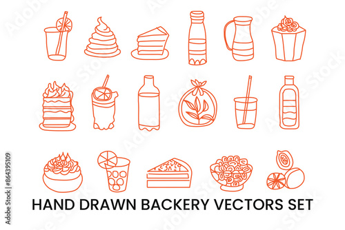 hand drawen backery items  Logo Vector Sublimation Design photo