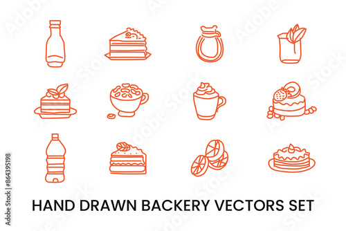 hand drawen backery items  Logo Vector Sublimation Design photo