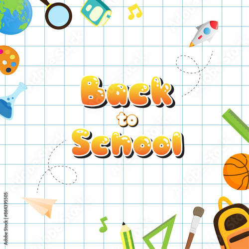 back to school poster white paper grid illustration design