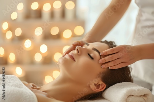 Wallpaper Mural A woman relaxes as a therapist gently massages her face, creating a sense of calm and rejuvenation Torontodigital.ca