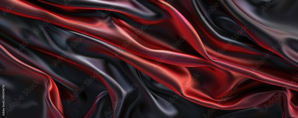 Luxury red and black silk fabric background with folds and drapes. Elegant abstract texture for design, fashion, and art. Luxury red and black silk fabric background with folds and drapes. Elegant abstract texture for design, fashion, and art.
