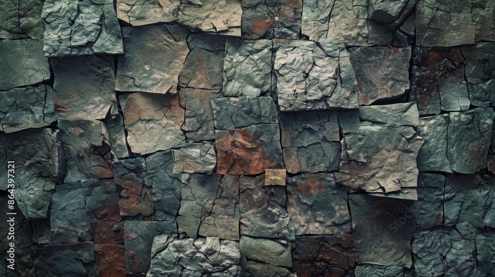 Fototapeta premium Dark Stone Wall Texture. Abstract Background with Rustic, Grunge Pattern