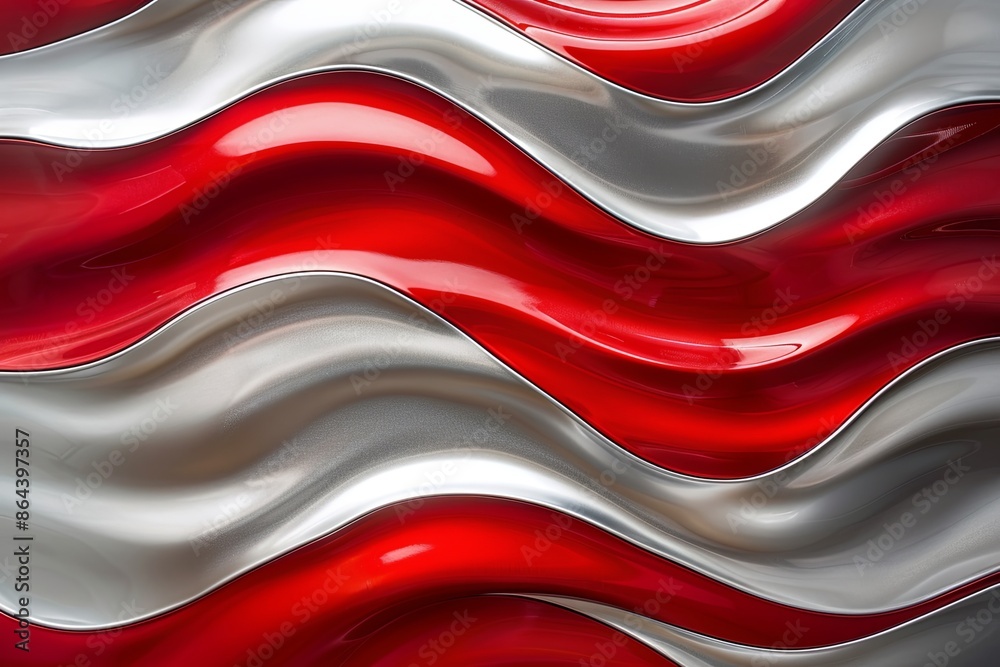 Silver red abstract wavy background created with Generative AI Silver red abstract wavy background created with Generative AI