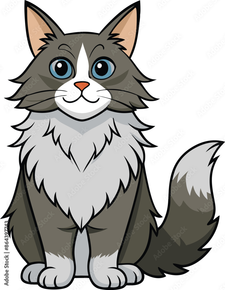 a cartoon Maine coon full body template vector illustration design
