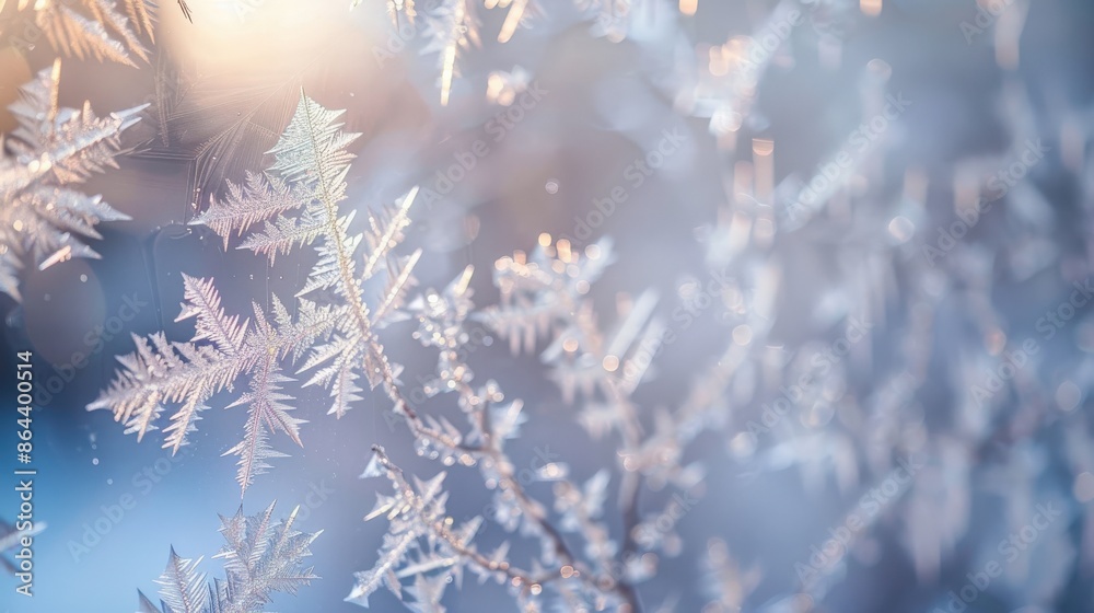Macro shot of frost patterns on a windowpane, with intricate designs resembling delicate lace, highlighting the beauty of winter Macro shot of frost patterns on a windowpane, with intricate designs resembling delicate lace, highlighting the beauty of winter
