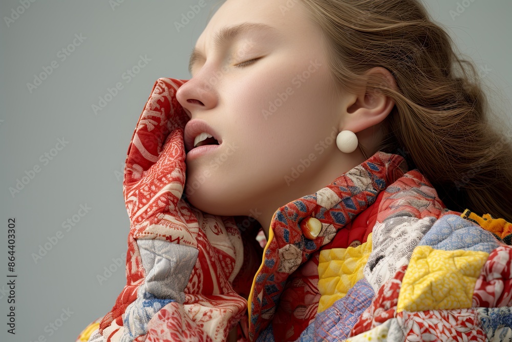 Woman about to sneeze Woman about to sneeze