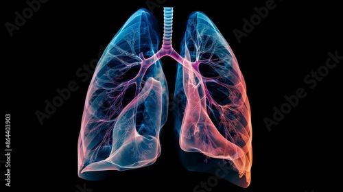 Human lung x-ray, 3d medical illustration. Healthcare and anatomy concept