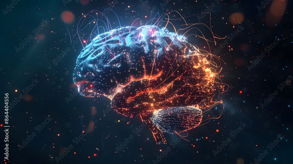 A blue digital brain with glowing connections, representing the power of artificial intelligence and its role in data analysis and machine learning. A blue digital brain with glowing connections, representing the power of artificial intelligence and its role in data analysis and machine learning.