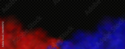 Red blue clouds effect. Cold and hot smoke texture. Abstract neon flame fog. Confrontation concept in sports boxing competition.