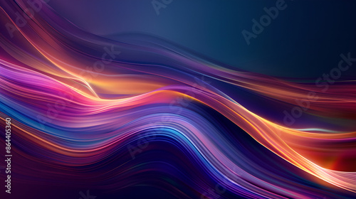 Abstract fluid 3D rendering of colorful shapes with smooth lines and iridescent colors, set against a dark background for a modern minimalist design.