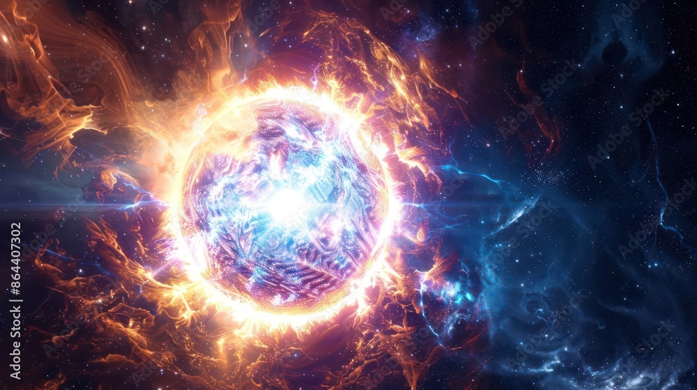 A bright, mysterious magnetar with intense magnetic fields.,majestic astronomical image of galaxy universe space beautiful like magic in dream A bright, mysterious magnetar with intense magnetic fields.,majestic astronomical image of galaxy universe space beautiful like magic in dream