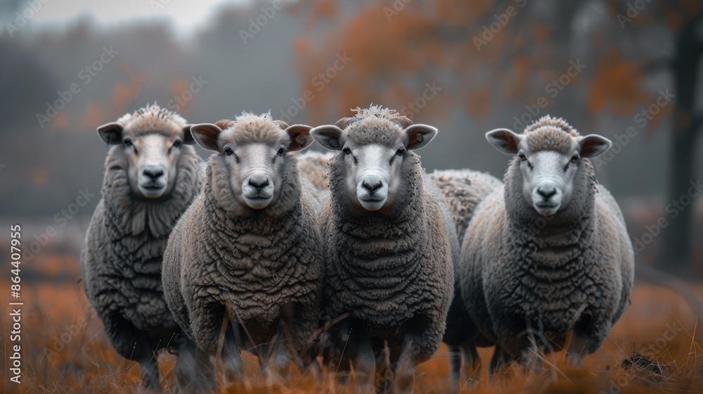 Obraz premium The group of four sheep