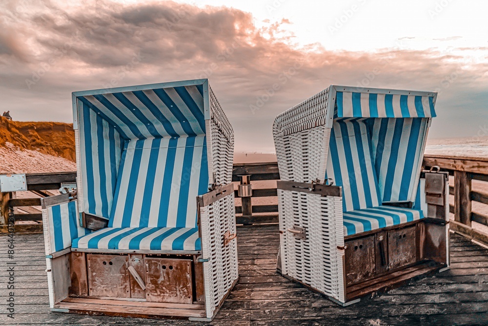 relaxing in a beach chair on the North Sea