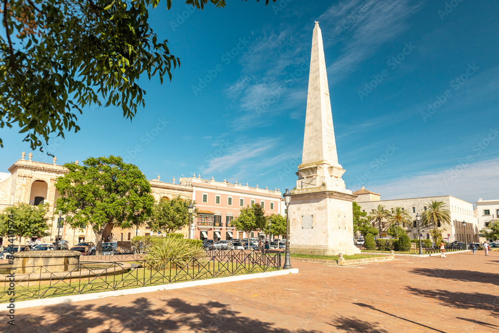Fototapeta premium Main square in Ciutadella, Majorca, Historic center of the old town, Balearic Islands, Spain