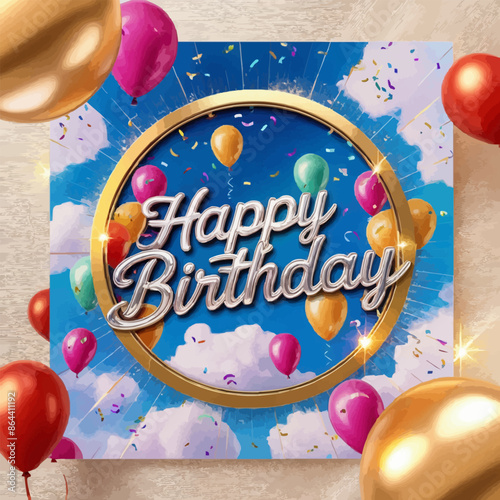 happy birthday card with balloons