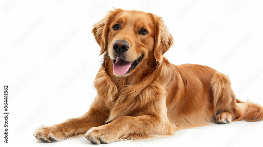 Golden Retriever dog laying on white background Golden Retriever dog laying on white background