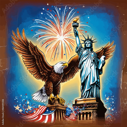 american eagle with flag