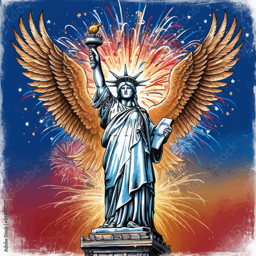 statue of liberty with wings