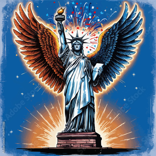 statue of liberty with stars