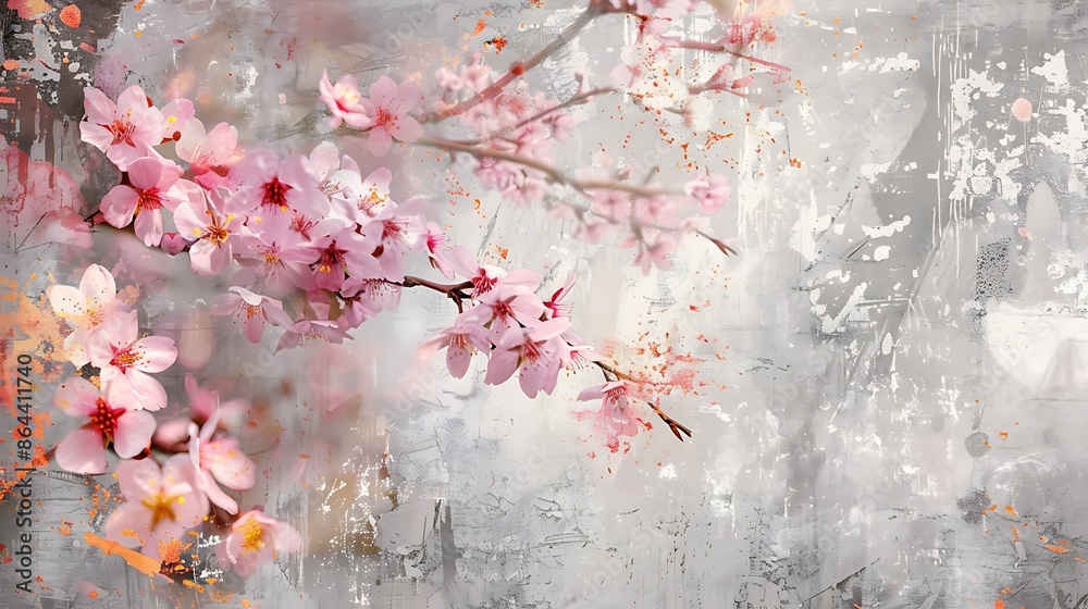 Fototapeta premium Beautiful Floral wall art, realistic hand drawn flowers artwork decoration background design