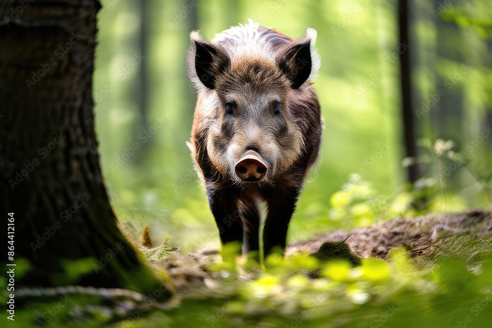 Wild pig or wild boar animal in a forest. Wild pig or wild boar animal in a forest.