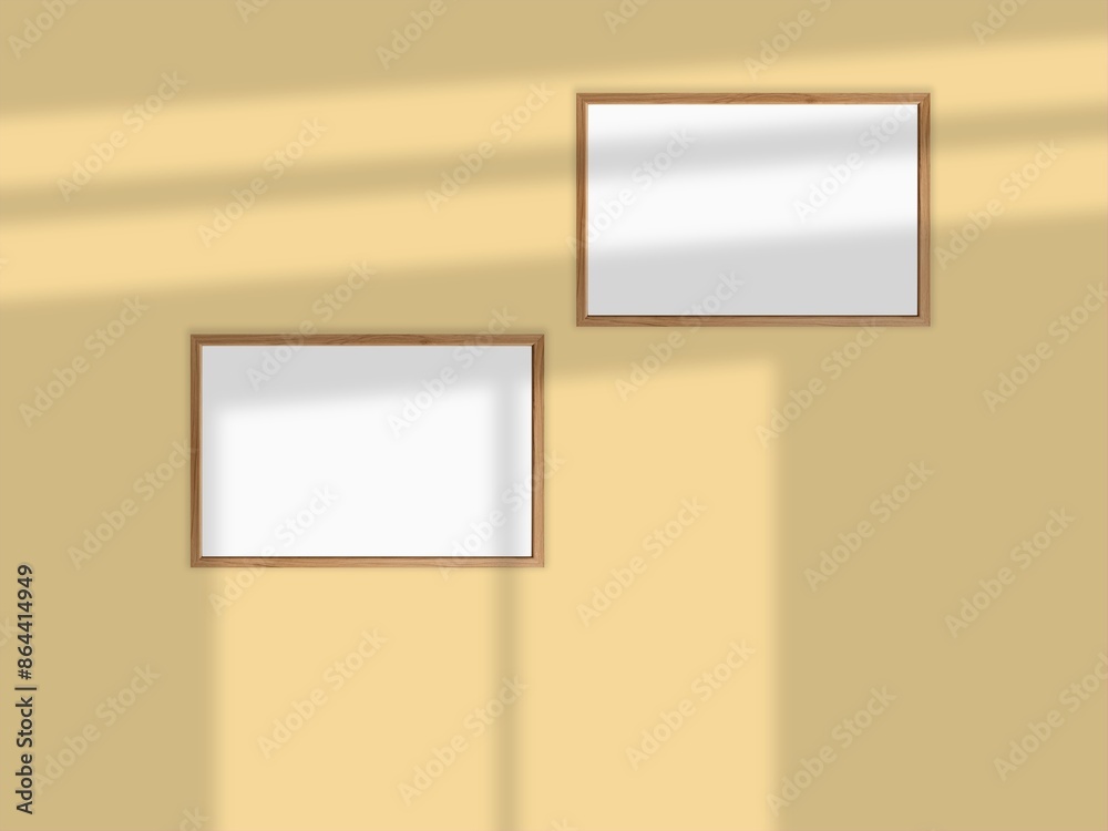 Frames on wall, gallery wall for photo, art, design presentation, frame mockup, soft pink background. Frames on wall, gallery wall for photo, art, design presentation, frame mockup, soft pink background.