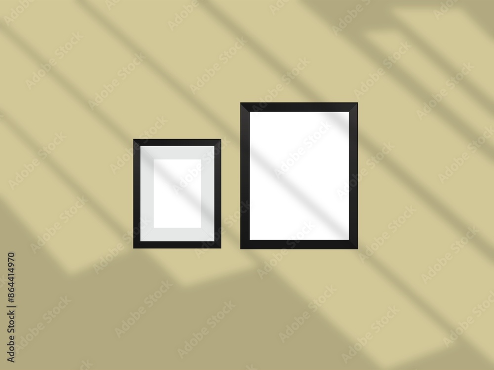 Frames on wall, gallery wall for photo, art, design presentation, frame mockup, soft pink background. Frames on wall, gallery wall for photo, art, design presentation, frame mockup, soft pink background.