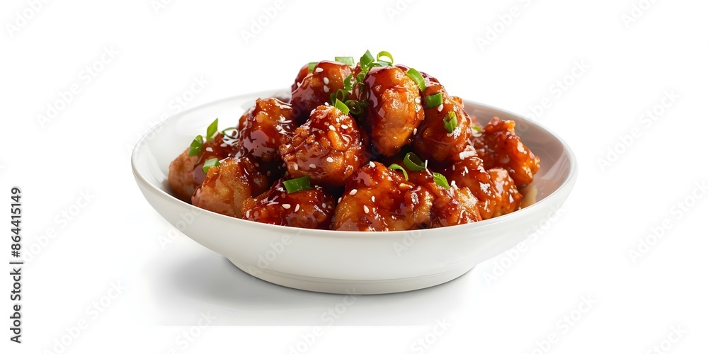 General Tso Chicken on a White Background A Standalone Image. Concept food photography, General Tso Chicken, white background, isolated, standalone image General Tso Chicken on a White Background A Standalone Image. Concept food photography, General Tso Chicken, white background, isolated, standalone image