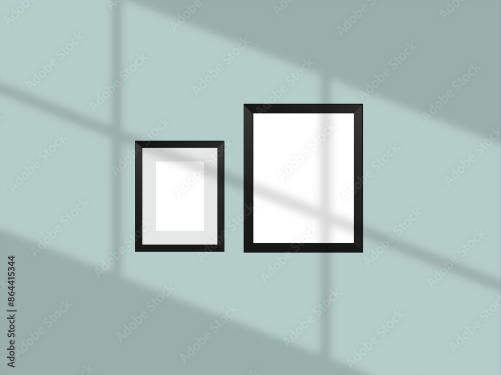 Rectangular horizontal frame hanging on a wall mockup Rectangular horizontal frame hanging on a wall mockup