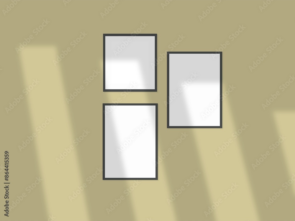 Rectangular horizontal frame hanging on a wall mockup Rectangular horizontal frame hanging on a wall mockup