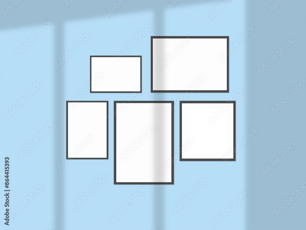 Rectangular horizontal frame hanging on a wall mockup