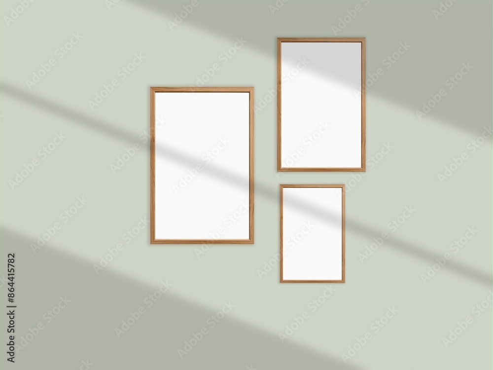Rectangular horizontal frame hanging on a wall mockup Rectangular horizontal frame hanging on a wall mockup
