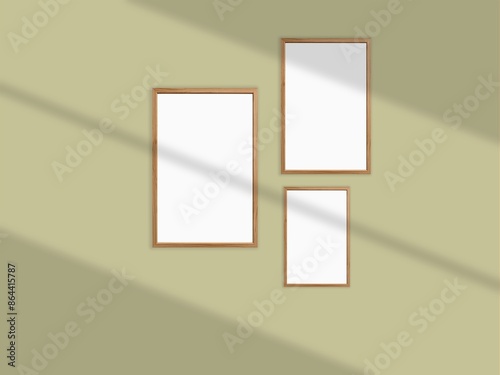 Empty canvases on beige wall with modern living room
