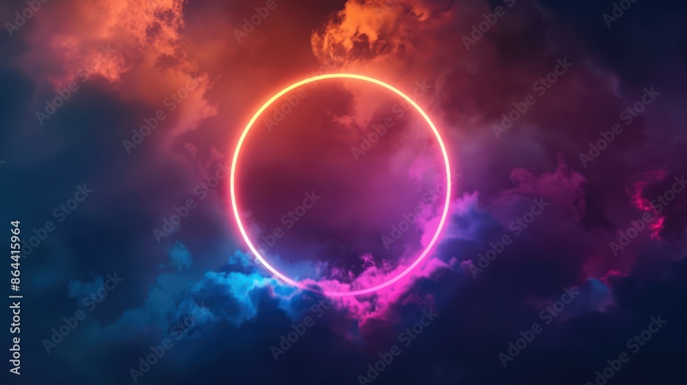 Neon Circle in a Dramatic Sky Neon Circle in a Dramatic Sky