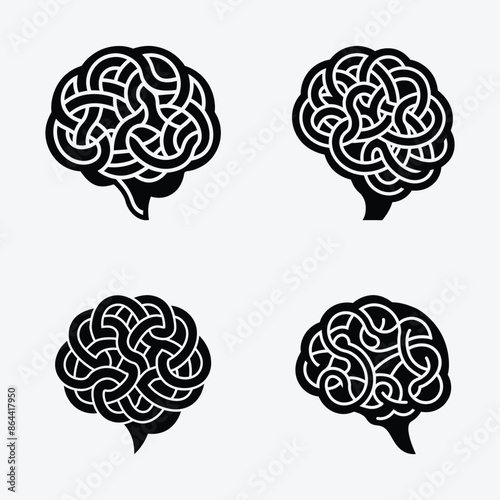Human Brain of celtic knot silhouette black color
