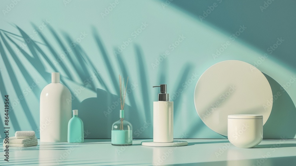 Minimalistic Bathroom Accessories with Shadows Minimalistic Bathroom Accessories with Shadows