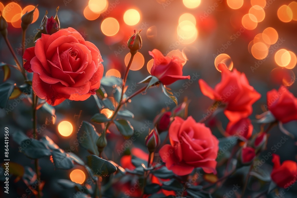 Red Roses with Bokeh Lights