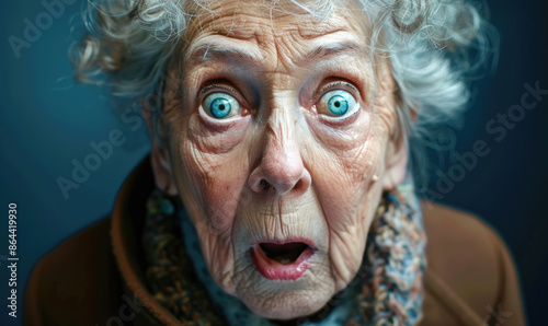 Crazy Confused Elderly Woman Expression
