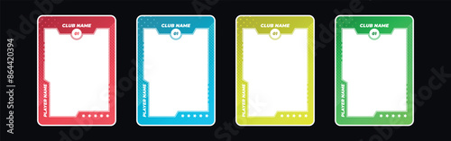trading card template design for sports, picture frame for player performance, photo frame or border collection for hockey, basketball and football player, sports flyer design, template eps 10.