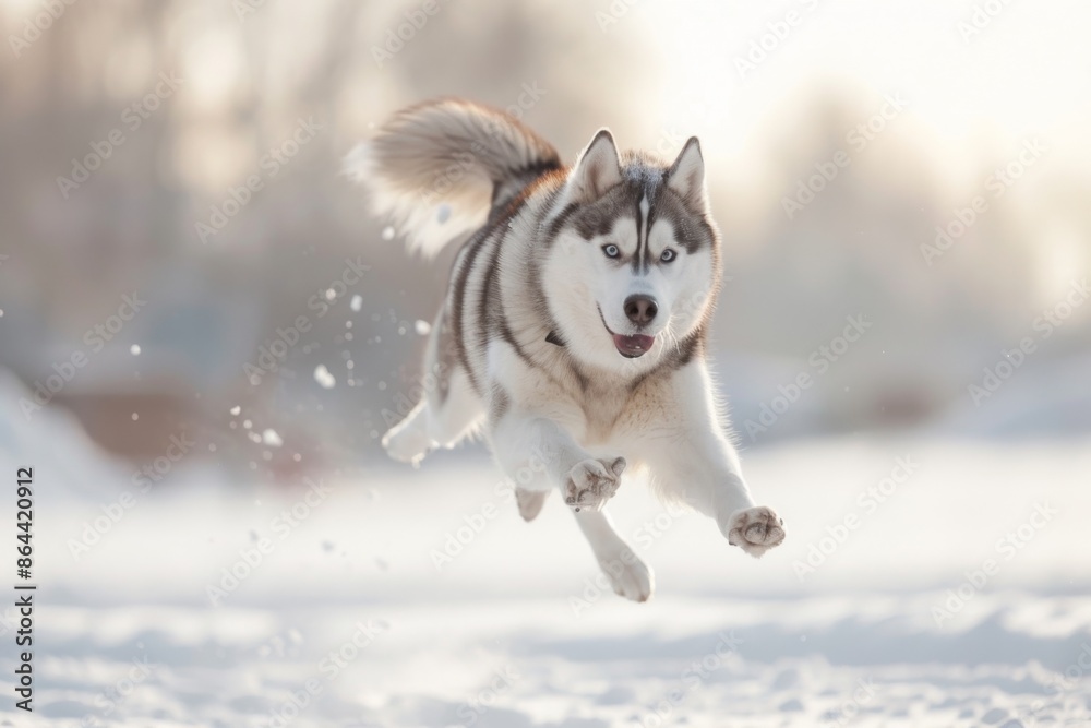 Siberian Husky running in snow Siberian Husky running in snow