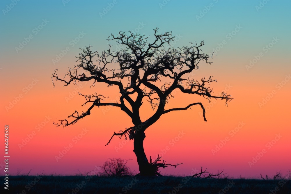 Solitary Tree Against a Colorful Sunset Solitary Tree Against a Colorful Sunset