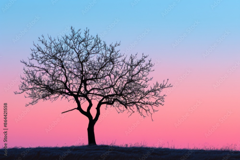 Silhouette of a Lone Tree at Dusk Silhouette of a Lone Tree at Dusk