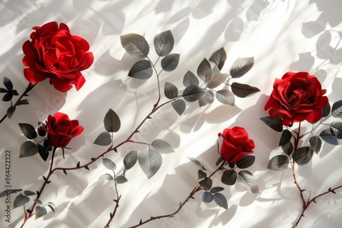 Elegant Red Roses with Shadows photo