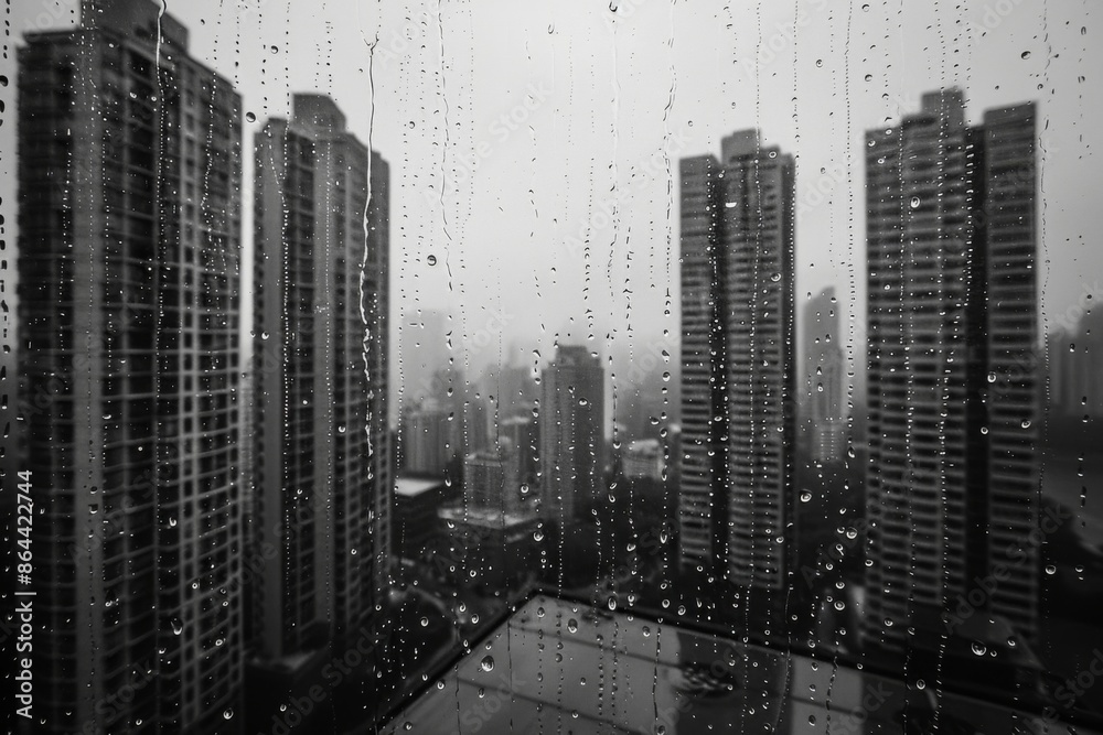 Rainy Cityscape with Skyscrapers Rainy Cityscape with Skyscrapers