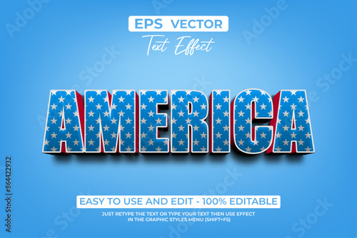 America Text Effect 3D Style.