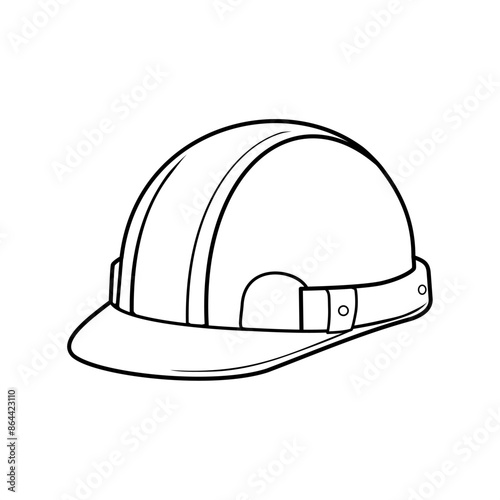 Hard hat safety helmet line art vector isolated on white. Safety construction helmet vector line art.
